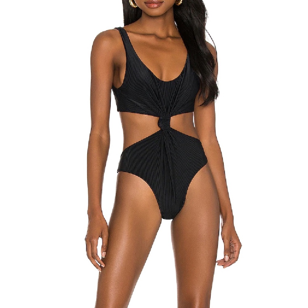 LA Hearts Black One Piece Cut Out Bikini